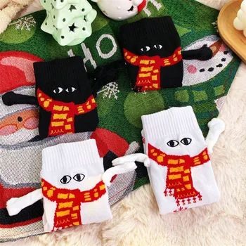 Носки с 3D Рождественскими кукольными глазками, Высокоэластичные Повседневные носки для спорта