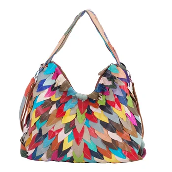 Цвет кожи геометрический узор ручной работы случайный цветовой контраст мягкая сумка через плечо сумка через плечо женская сумка