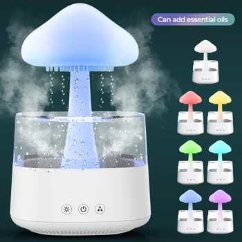 USB Красочные ночные огни Увлажнитель воздуха Ароматический диффузор грибного дождя Распределитель запаха дождевого Облака Расслабляющие звуки капель воды