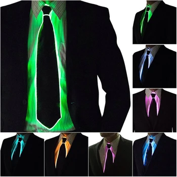 Мужчины Светящийся галстук EL Wire Неоновая Светодиодная светящаяся вечеринка Haloween Рождественское светящееся украшение DJ Бар Клуб Реквизит для сцены Одежда