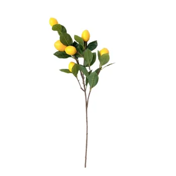 65 см Искусственная Ветка Лимона, Желтый Лимон, Длинные Ветви, листья, Зеленое растение для гостиной, модель Украшения комнаты