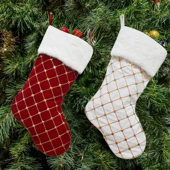 Рождественский чулок, Вязаный носок, Подарочные пакеты с конфетами Санта-Клауса, Украшение для Рождественской елки