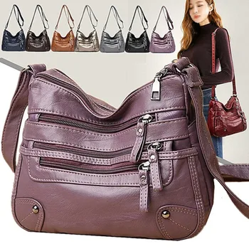 Высококачественные женские сумки через плечо из мягкой кожи, многослойная классическая сумка через плечо, роскошная дизайнерская сумка и кошелек