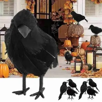 Модель Черной Вороны на Хэллоуин, легкий орнамент в виде Вороны, Компактное Реалистичное животное, страшные игрушки, реквизит для ужасов, украшение дома