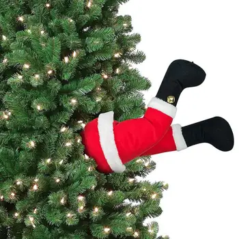 Забавное украшение Рождественской елки Ножки Санта-Клауса Плюшевый декор двери Ножка Эльфа Санта-Клауса Рождественский декор для украшения дома 2024