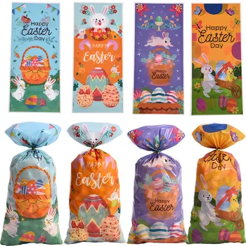 100шт Пакеты для Пасхальных подарков Кроличьи Яйца Пакеты для упаковки конфет и печенья Happy Easter Bunny Украшения для вечеринок Подарки детям на День рождения Сувениры