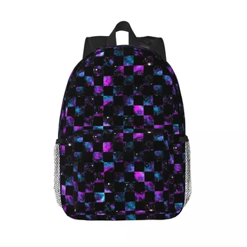 Черные рюкзаки с рисунком Galaxy Checker, Подростковая сумка для книг, Повседневные школьные сумки для студентов, дорожный рюкзак, сумка через плечо Большой емкости