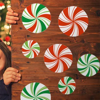 Наклейки на пол, наклейки с самоклеющимся дизайном, Рождественские конфеты, наклейки на окна в виде снежинок, украшения для домашней вечеринки