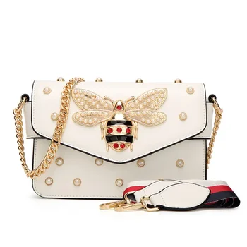 Сумки через плечо с жемчугом Bee для женщин на цепочках, Роскошные сумки Bee, Дизайнерская сумка известного бренда, Сумка для рук, Основной женский