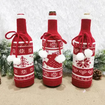 Рождественские сумки для бутылок вина, вязаный чехол для свитера на Рождество, Санта-олень ручной работы, снеговик, крышка для бутылки вина на Рождество