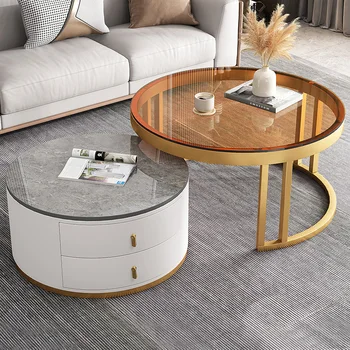 Роскошный компактный приставной столик с ящиками для хранения, круглый журнальный столик в Скандинавском стиле, Современный дизайн, Вспомогательная мебель для гостиной Mesa
