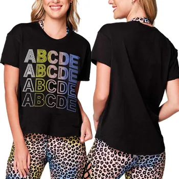 ABCDE свободная футболка из хлопка с коротким рукавом для занятий фитнесом, танцами и отдыха T0420