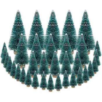 35 шт. Миниатюрная рождественская елка, искусственный снег, морозные елки, сосны для рождественского украшения вечеринки своими руками (4 размера)