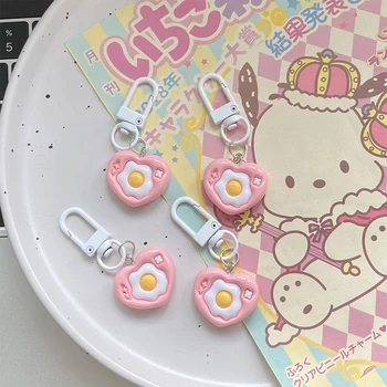 Забавный брелок с имитацией еды из мультфильма Kawaii, Милое яйцо-пашот, подвеска в виде сердца, детские игрушки, подарки, Розовые подвесные украшения