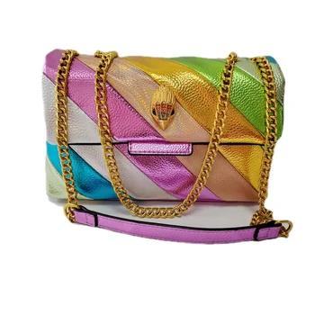 Новый дизайн, Женская вечерняя сумочка, красочный кошелек в стиле пэчворк, Металлический Орел на клапане спереди, сумка на плечо, Сшитая сумка большого размера