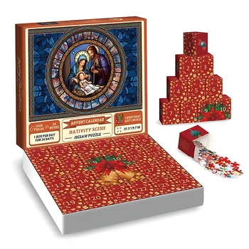 Пазлы с адвент-календарем - головоломка с рождественской сценой, 1000 деталей, пазлы для взрослых и детей, обратный отсчет до Рождества