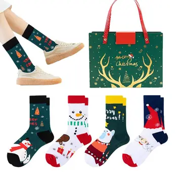 Хлопковые носки с Санта-Клаусом, праздничные нескользящие Хлопчатобумажные носки для рождественских забав, домашняя одежда, Носки для кабинета, кухни, гостиной