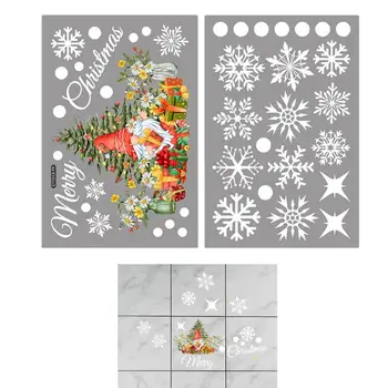 Рождественские наклейки со снежинками, мультяшные наклейки из ПВХ, статические наклейки, Рождественские украшения для стеклянной двери, витрины торгового центра