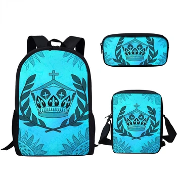 Хип-хоп Популярный Синий Племенной 3D Принт 3 шт./компл. Школьные сумки для учеников, Рюкзак для ноутбука, Наклонная сумка на плечо, Пенал