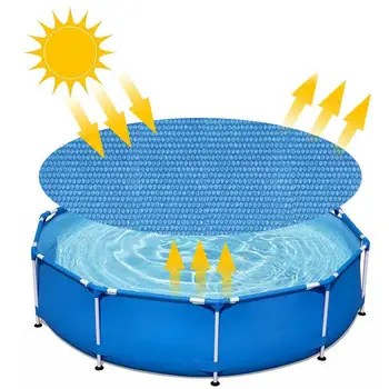 Солнечное покрытие для наземного бассейна, круглое теплоизолирующее покрывало для бассейна, покрывало с воздушными пузырьками в форме сердца, термоодеяло для гидромассажной ванны