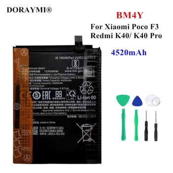 Оригинальный Аккумулятор BM4Y 4520mAh Для Xiaomi Poco F3 /Redmi K40/K40 Pro, Запасные Батареи Для Телефонов + Инструменты