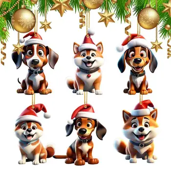 2024 Новые Рождественские Подвесные украшения с милой собачкой, 2D Акриловые подвески в виде рождественской елки со щенком-животным для новогодней вечеринки, товары для домашнего декора