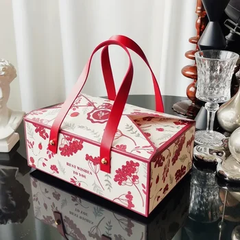 упаковка для конфетного торта 5шт Пустая коробка Птичье гнездо Гуюань Крем Цветочный чай Бумажная ручка Сумочка Кожаная ручка Подарочные бумажные коробки