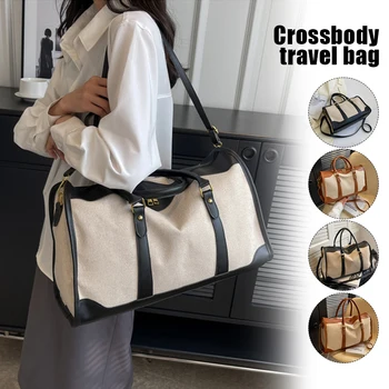 Дорожная сумка для коротких поездок, повседневная сумка через плечо большой емкости, женская сумка-тоут, портативная холщовая сумка
