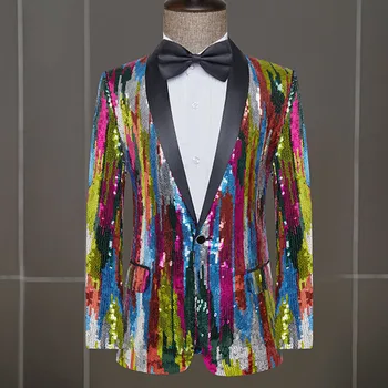 Мужской пиджак, блейзеры с блестками, блестящий костюм-пальто для бойфренда, карнавальные костюмы, повседневные праздничные нарядные платья terno masculino