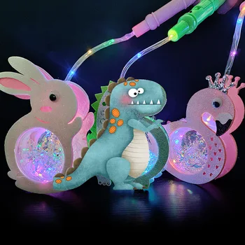 Китайский светодиодный фонарь с тремя режимами вспышки, декоративные принадлежности для фестиваля середины осени, Мультяшный светящийся фонарь с животными для детей