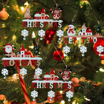 Праздничное украшение, Подвеска Санта-Клауса, Очаровательные Рождественские Деревянные подвески, Праздничные Украшения в виде Санта-Клауса, Лося, Снеговика с для Дома