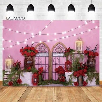 Laeacco Pink Rose Интерьер, Фотосессия для девочек на 1-й день рождения, Свадебный декор, Детский портрет, Индивидуальные фоны