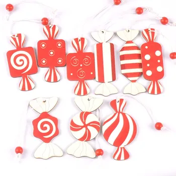 3шт Новых мультяшных конфет деревянные подвесные подвески украшения для рождественской елки Орнамент Деревянные поделки Рождественские принадлежности детский подарок c2739