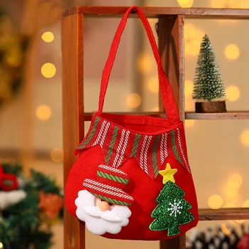 Рождественские сумки на шнурке, ткань из флока, Рождественская вечеринка, олени, Санта-Клаус, Снеговики, сумка для конфет, сумки для угощений, детские