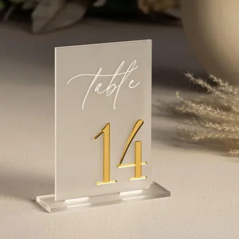 Прямоугольные матовые номера свадебных столов с подставкой, таблички с 3D золотым зеркалом, таблички с номерами столов для табличек для свадебных вечеринок