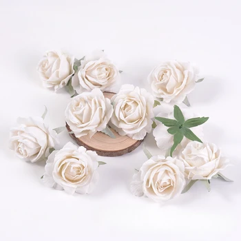 5ШТ Искусственная белая роза 7 см шелковая головка розы свадебное украшение для домашнего рабочего стола Материал ручной работы