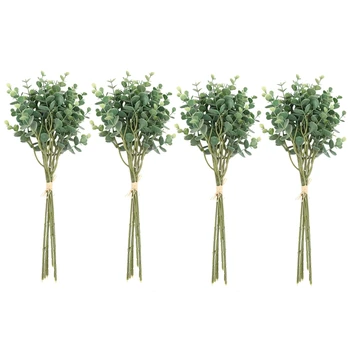 24 шт. искусственных листьев из эвкалиптового пластика, пучок зеленого цвета