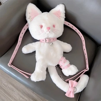 Модная женская сумка Y2K в корейском стиле, плюшевый рюкзак для куклы-кошки, модная дизайнерская мультяшная сумочка для рождественского подарка 2023 года
