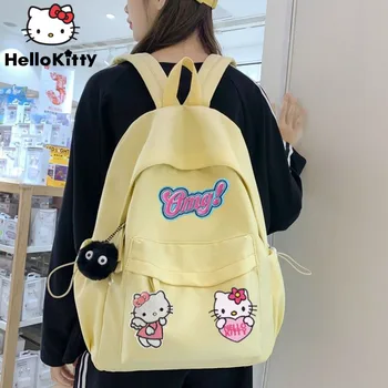 Женский рюкзак с мультяшной вышивкой Sanrio Hello Kitty, Y2K, модная сумка через плечо для девочек, модная студенческая школьная сумка большой емкости