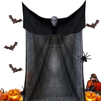 Наружные украшения с привидениями, Страшная Черная сетка со светом и звуком, декор для Хэллоуина на батарейках, Жуткий орнамент для газонов во дворе
