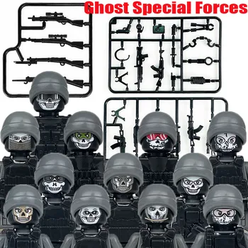 Строительные блоки City Military Ghost Special Forces, фигурки солдат WW2, армейский спецназ, Полицейский Воин, Пехотное оружие, Кирпичи, игрушки для мальчиков