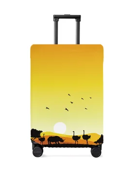 Африканский пейзаж на закате, Страус-Носорог, Чехол для багажа, Дорожные Принадлежности, Чемодан, Эластичный Пылезащитный чехол, защитный рукав