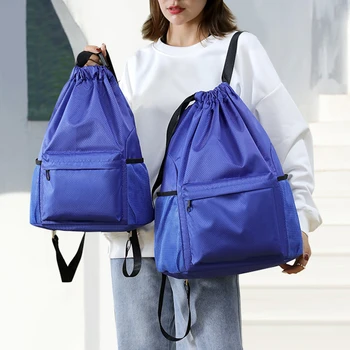 Мужской / женский карманный рюкзак на шнурке 2023 Новый нейлоновый Водонепроницаемый рюкзак, большая вместительная дорожная сумка на шнурке, спортивная сумка для фитнеса