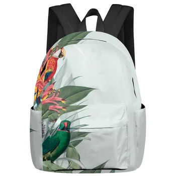 Женские рюкзаки с цветочными листьями и птицами-попугаями, Водонепроницаемые школьные рюкзаки для студентов, мальчиков и девочек, Ноутбук, Книжный набор Mochilas