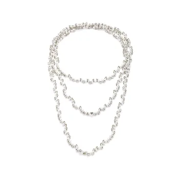 ZAA Блестящие Цепочки из искусственного жемчуга с кристаллами, Длинное ожерелье для женщин, Модные украшения, Аксессуары для шеи