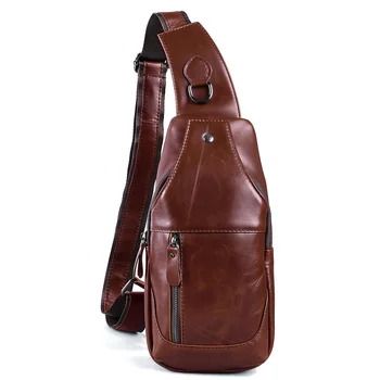 Мужская сумка через плечо из натуральной кожи, нагрудная сумка для путешествий, походов, спортивный рюкзак, мужской 2023