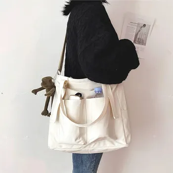 Женская сумка Shopper, простые модные сумки на молнии, нейлоновые водонепроницаемые однотонные сумки через плечо, сумки через плечо большой емкости для женщин