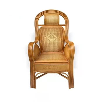 Защищающий талию ротанговый стул с высокой спинкой из настоящего ротанга для пожилых людей, кресло для отдыха, плюшевое кресло, офисное кресло большого размера