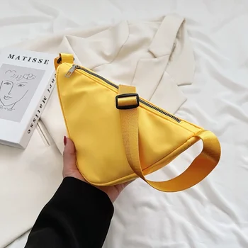 Модные женские нейлоновые сумки через плечо треугольной формы, элегантная однотонная сумка через плечо, женские кошельки и сумочки, тренд 2022 года
