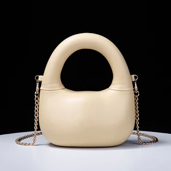 Корейские повседневные сумки в виде полумесяца для женщин, роскошные дизайнерские сумки, кошельки, новинка 2023 года из искусственной кожи, Зажимное кольцо, ручка, цепи, сумка через плечо